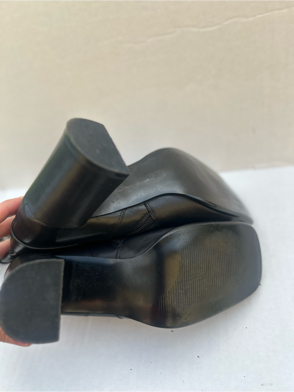 Steve Madden Masson Getit Vintage Black Leather Buckle Square Toe Boots 7.5 - Picture 6 of 6
